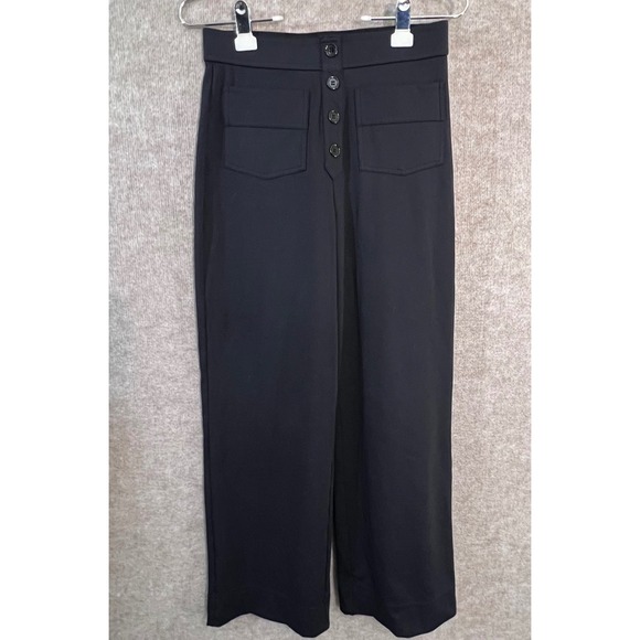 HALARA Pants - Halara Wide Leg Pants Womens Medium Petite Black Button Front High Rise Office